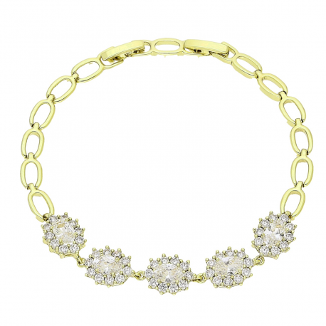 14K BRANSOLETKA POZŁACANA 19-17 CM 9 MM BRYLANTOWE MARKIZY XUPING 91142