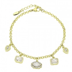 14K BRANSOLETKA POZŁACANA 17+3 CM ROLO Z ZAWIESZKAMI XUPING 91143