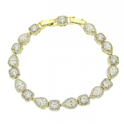 14K BRANSOLETKA POZŁACANA 19-17 CM 7 MM BRYLANTOWA LUXURY XUPING 91144