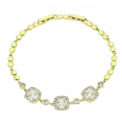 14K BRANSOLETKA POZŁACANA 18,5-16,5 CM 9 MM BRYLANTOWA ELEGANCJA XUPING 91145