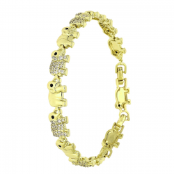 14K BRANSOLETKA POZŁACANA 21,5-18,5-16 CM 9 MM SŁONIKI NA SZCZĘŚCIE XUPING 91147