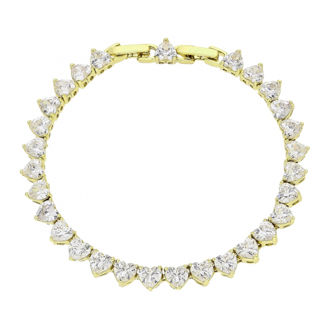 14K BRANSOLETKA POZŁACANA 19-17,5 CM 6 MM BRYLANTY SERCA XUPING 91151
