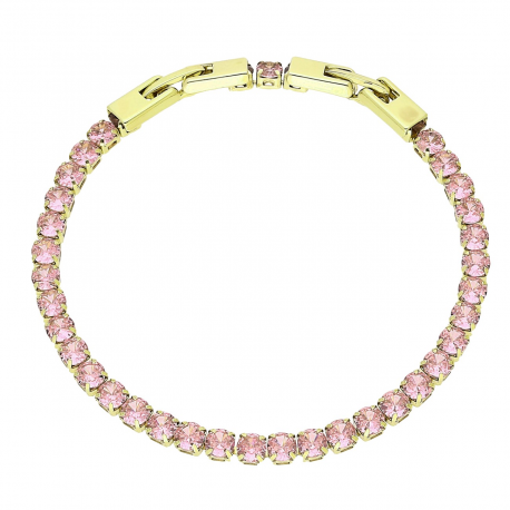 14K BRANSOLETKA POZŁACANA 19,5-17 CM 4 MM RÓŻOWYCH BRYLANTÓW RZĄD XUPING 91154