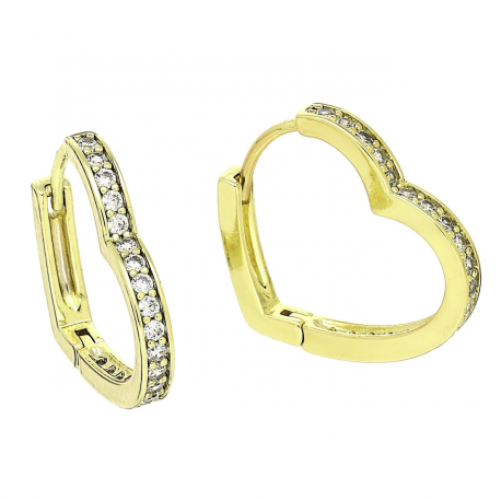 14K KOLCZYKI POZŁACANE 20/3 MM BRYLANTOWE SERCA XUPING 91168