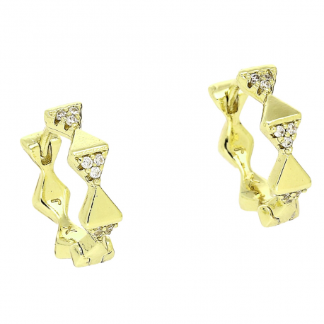 14K KOLCZYKI POZŁACANE 15/4 MM KÓŁKA Z BRYLANCIKAMI XUPING 91184