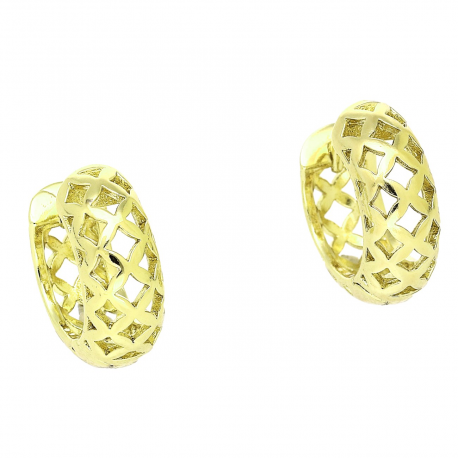 14K KOLCZYKI POZŁACANE 15/6 MM AŻUROWE ZŁOTE KÓŁKA XUPING 91188