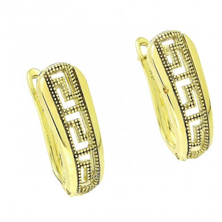 14K KOLCZYKI POZŁACANE 20/8 MM GRECKI AŻUR XUPING 91199