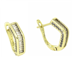 14K KOLCZYKI POZŁACANE 14/4 MM ELEGANCKIE Z BRYLANTAMI XUPING 91201