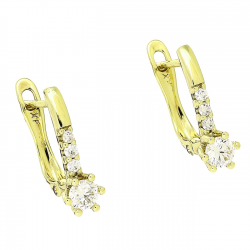 14K KOLCZYKI POZŁACANE 16/6 MM TRADYCYJNE Z BRYLANTAMI XUPING 91202