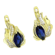 14K KOLCZYKI POZŁACANE 16/13 MM ELEGANCKIE Z SZAFIREM XUPING 91203