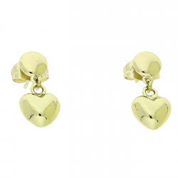 14K KOLCZYKI POZŁACANE 20/9 MM ZŁOTE SERDUSZKA XUPING 91215