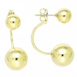 14K KOLCZYKI POZŁACANE 30/12 MM DWIE ZŁOTE KULE XUPING 91219