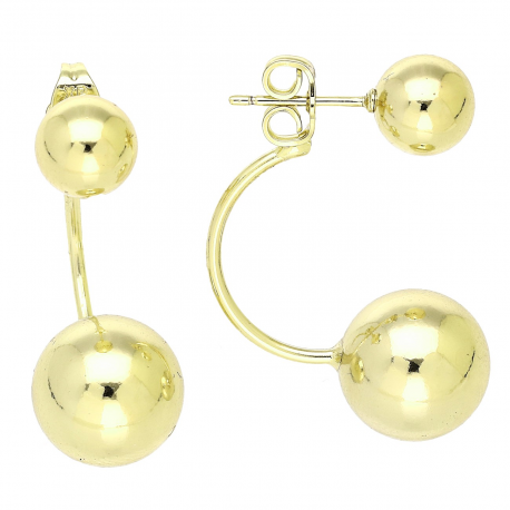 14K KOLCZYKI POZŁACANE 30/12 MM DWIE ZŁOTE KULE XUPING 91219