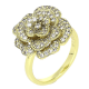 14K PIERŚCIONEK POZŁACANY 17 MM BRYLANTOWA RÓŻA XUPING 91221