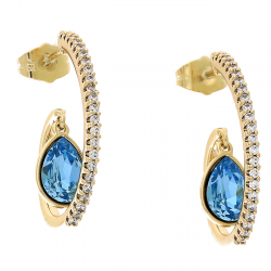 KOLCZYKI POZŁACANE 30/9 MM SAPPHIRE CRYSTAL XUPING 91233