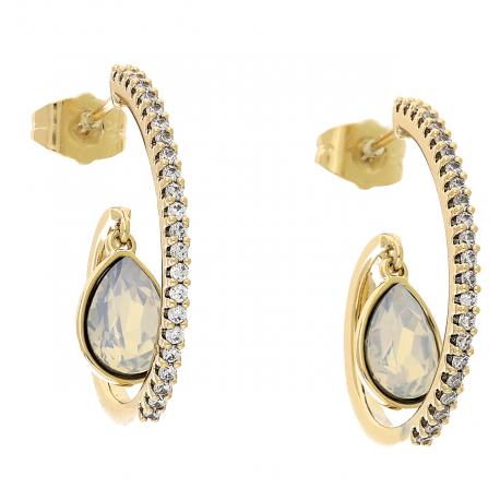 KOLCZYKI POZŁACANE 30/9 MM OPAL CRYSTAL XUPING 91236