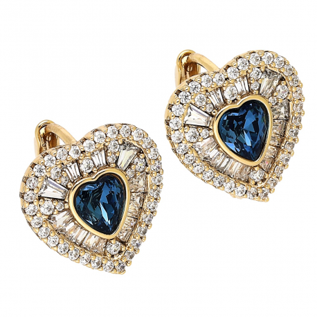 KOLCZYKI POZŁACANE 15/15 MM SAPPHIRE CRYSTAL XUPING 91242
