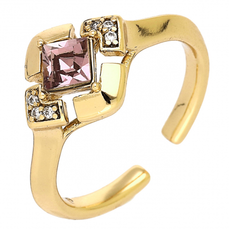 PIERŚCIONEK POZŁACANY 10 MM ROSE CRYSTAL XUPING 91264