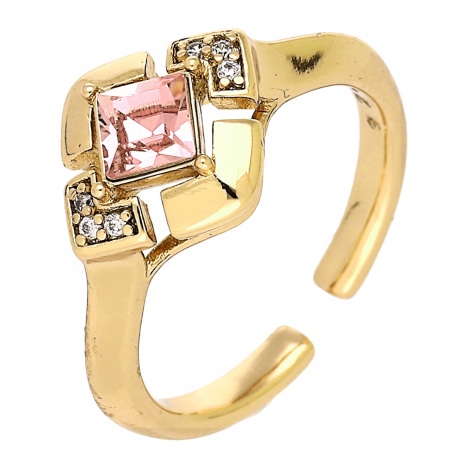 PIERŚCIONEK POZŁACANY 10 MM ROSE LIGHT CRYSTAL XUPING 91266