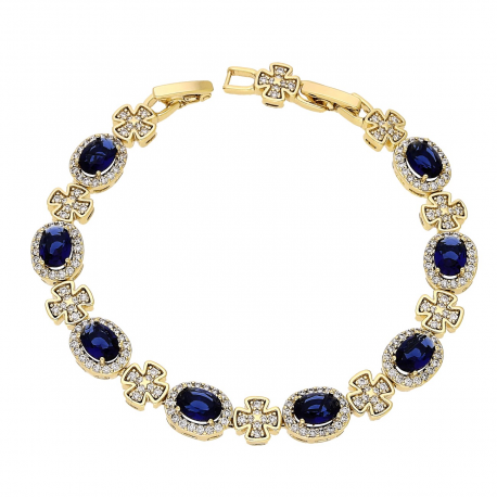 BRANSOLETKA POZŁACANA 18,5-16,5 CM 8 MM SZAFIROWA ELEGANCJA XUPING 91314
