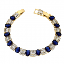 BRANSOLETKA POZŁACANA 19-17 CM 8 MM SZAFIROWA ELEGANCJA XUPING 91315