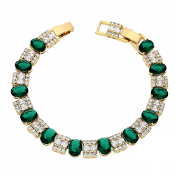 BRANSOLETKA POZŁACANA 19-17 CM 8 MM SZMARAGDOWA ELEGANCJA XUPING 91316