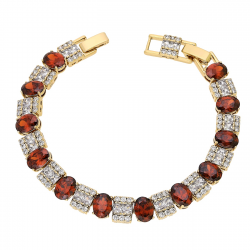 BRANSOLETKA POZŁACANA 19-17 CM 8 MM ELEGANCJA GRANATÓW XUPING 91317