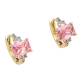 KOLCZYKI POZŁACANE 12/7 MM KÓŁECZKA Z RÓŻOWYM BRYLANTEM XUPING 91351