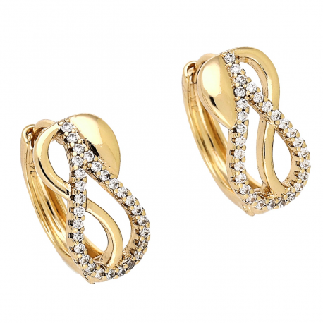 KOLCZYKI POZŁACANE 16/8 MM ELEGANCKIE Z BRYLANTAMI XUPING 91353