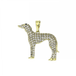 14K ZAWIESZKA POZŁACANA 24/26 MM BRYLANTOWY DOG XUPING 91527