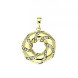 14K ZAWIESZKA POZŁACANA 28/20 MM ZŁOTY KRĄG Z BRYLANTAMI XUPING 91542