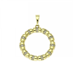 14K ZAWIESZKA POZŁACANA 29/22 MM ZŁOTY KRĄG Z BRYLANTAMI XUPING 91543