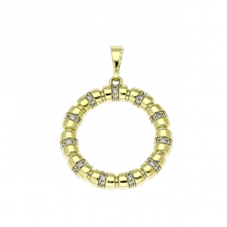 14K ZAWIESZKA POZŁACANA 29/22 MM ZŁOTY KRĄG Z BRYLANTAMI XUPING 91543