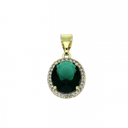 14K ZAWIESZKA POZŁACANA 24/13 MM SZMARAGDOWA MARKIZA XUPING 91554