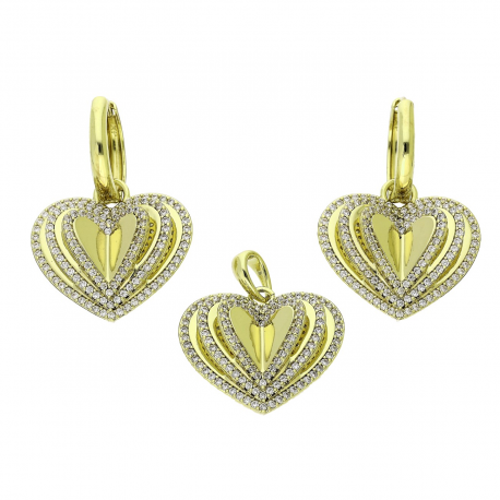 14K KOLCZYKI POZŁACANE 3D 34/23 MM Z ZAWIESZKĄ 26/23 MM XUPING 91569