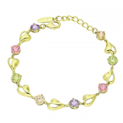 14K BRANSOLETKA POZŁACANA 17+3 CM 8 MM KOLOROWA ELEGANCJA XUPING 91584