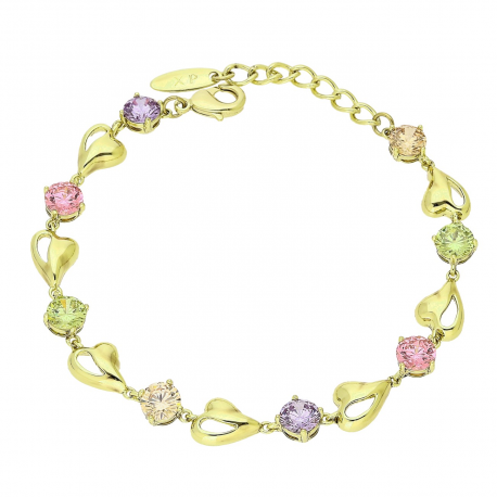 14K BRANSOLETKA POZŁACANA 17+3 CM 8 MM KOLOROWA ELEGANCJA XUPING 91584