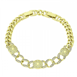 14K BRANSOLETKA POZŁACANA 19,5-17 CM 9 MM GRECKIE KRĘGI XUPING 91587