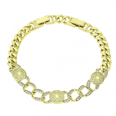 14K BRANSOLETKA POZŁACANA 19,5-17 CM 9 MM GRECKIE KRĘGI XUPING 91587