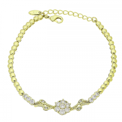 14K BRANSOLETKA POZŁACANA 17+3 CM 9,5 MM BRYLANTOWA MARGERYTKA XUPING 91601