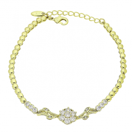 14K BRANSOLETKA POZŁACANA 17+3 CM 9,5 MM BRYLANTOWA MARGERYTKA XUPING 91601