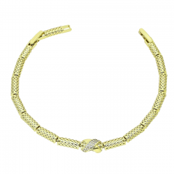 14K BRANSOLETKA POZŁACANA 19-17 CM 6,5 MM AŻUROWA ELEGANCJA XUPING 91602