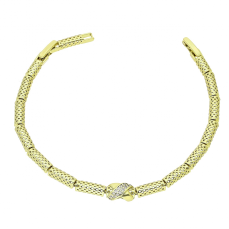 14K BRANSOLETKA POZŁACANA 19-17 CM 6,5 MM AŻUROWA ELEGANCJA XUPING 91602