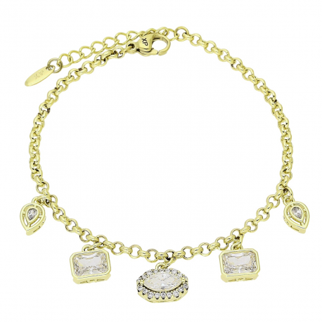 14K BRANSOLETKA POZŁACANA 17+3 CM ROLO Z ZAWIESZKAMI XUPING 91624
