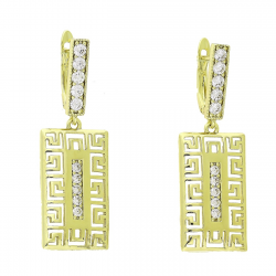 14K KOLCZYKI POZŁACANE 41/14 MM GRECKI AŻUR XUPING 91632