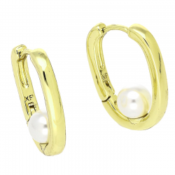 14K KOLCZYKI POZŁACANE 20/6 MM ZŁOTE ELEGANTKI Z PERŁĄ XUPING 91637