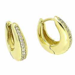 14K KOLCZYKI POZŁACANE 16/5,5 MM TRADYCYJNE Z BRYLANTAMI XUPING 91638