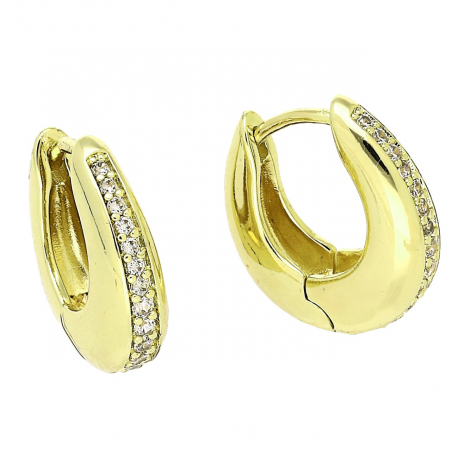 14K KOLCZYKI POZŁACANE 16/5,5 MM TRADYCYJNE Z BRYLANTAMI XUPING 91638