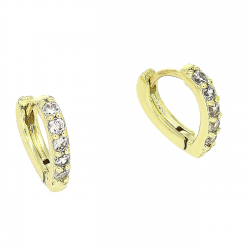14K KOLCZYKI POZŁACANE 12/2 MM SERDUSZKA Z BRYLANTAMI XUPING 91639