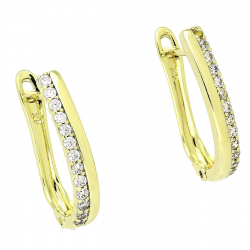 14K KOLCZYKI POZŁACANE 19/3 MM ELEGANTKI Z BRYLANTAMI XUPING 91640